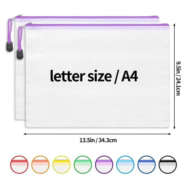Alt view image 2 of 7 - 32pcs Mesh Zipper Pouch Bags, Mesh Bags with Zipper, Zipper Pouch for Organizing, Letter Size, A4 Size, for Office Supplies, Puzzles