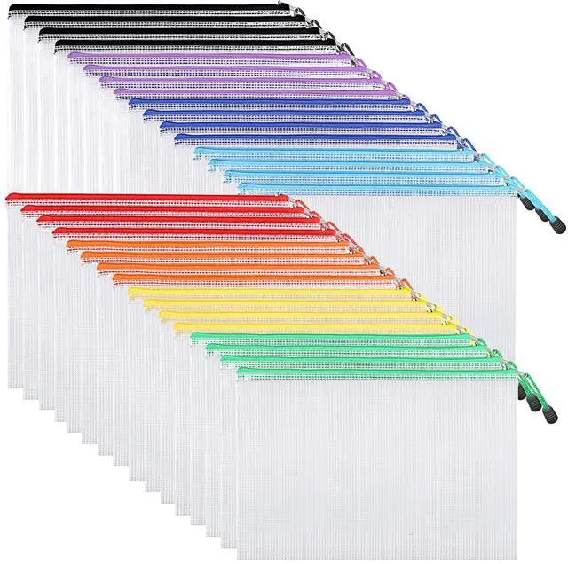 Main image of 32pcs Mesh Zipper Pouch Bags, Mesh Bags with Zipper, Zipper Pouch for Organizing, Letter Size, A4 Size, for Office Supplies, Puzzles