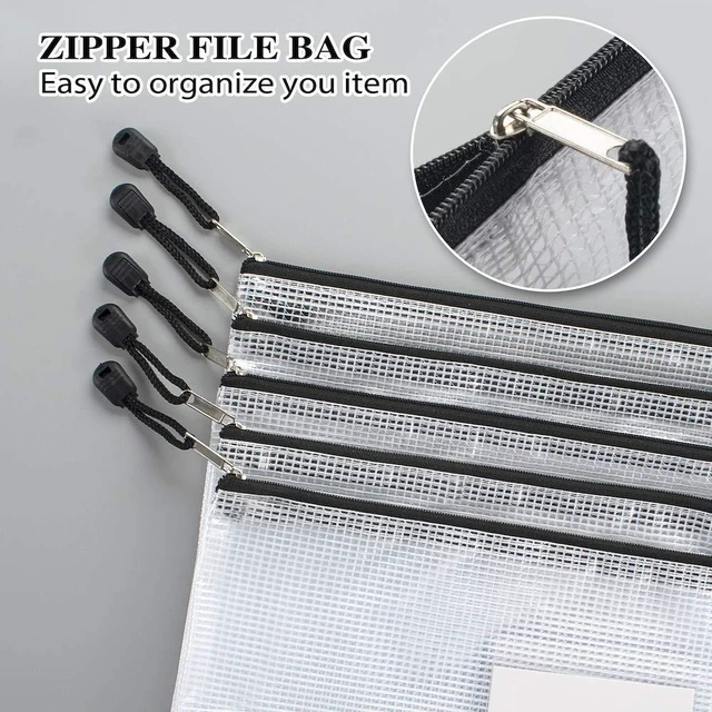 Alt view image 3 of 7 - 20 Pack Mesh Zipper Pouch Bags, A4 Letter Size, Classroom Zipper Bags Waterproof Bag Organizer with Label Pocket, School Office Teacher Supplies, Storage Pouches Board Game Toy Storage, Black
