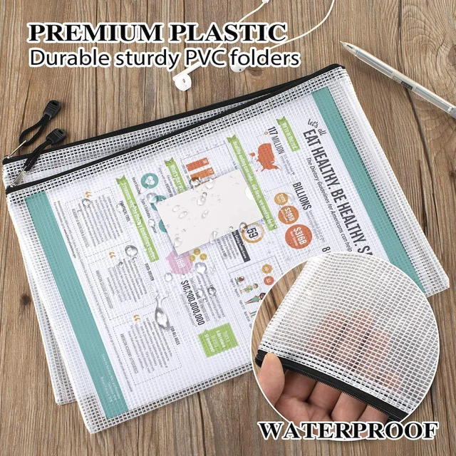 Alt view image 5 of 7 - 20 Pack Mesh Zipper Pouch Bags, A4 Letter Size, Classroom Zipper Bags Waterproof Bag Organizer with Label Pocket, School Office Teacher Supplies, Storage Pouches Board Game Toy Storage, Black