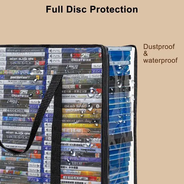 Alt view image 4 of 7 - CD DVD Storage Bags, 2-Pack Clear Blu-ray Storage Bags with Zipper & Handles | Holds 180 Blu-Ray, 140 DVD | Media & Video Game Storage Organizer for VHS, Discs