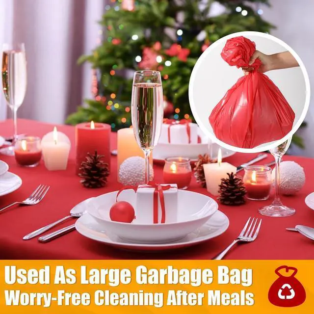 Alt view image 5 of 6 - 54 in X 100 FT Red Plastic Table Cover Roll with Slide Cutter, Cuts Up to 12 Rectangle 8 Feet Disposable Plastic Table ClothsDisposable Table Cover Roll for Dinning, Parties, BBQ, Wedding, Outdoor