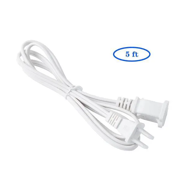 Alt view image 2 of 6 - White Extension Cord 5 Foot, Single Plug Appliance Power Cable 18 Gauge, Two Prong Male Female, for NEMA 5-15P to NEMA 5-15R, Ideal for Home Office Electronics, 3 Pack