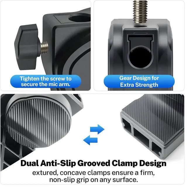 Alt view image 4 of 6 - Microphone Stand, 20" Flexible Gooseneck Desktop Mic Stands Holder,3/8" to 5/8" Screw Adapter, 360 Adjustable Compact Mic Arm for Meetings, Lectures, Live Broadcast Equipment