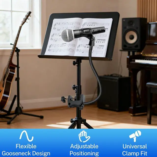 Alt view image 5 of 6 - Microphone Stand, 20" Flexible Gooseneck Desktop Mic Stands Holder,3/8" to 5/8" Screw Adapter, 360 Adjustable Compact Mic Arm for Meetings, Lectures, Live Broadcast Equipment