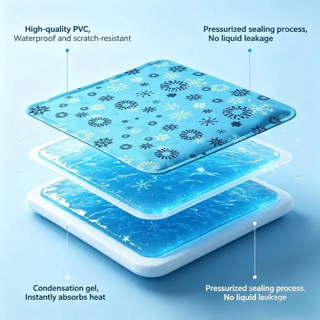 Alt view image 3 of 7 - Gel-Filled Cooling Mats for Cats Dogs Pets 17''x17'', Water-Proof Surface, Summer Dog Cool Mat, Cooling Cat Bed, Cool Mat, Ice Mat, Seat Cushion for Summer (Small, Snowflake)
