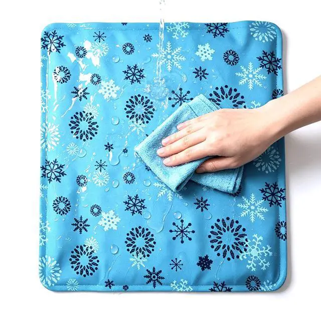 Alt view image 4 of 7 - Gel-Filled Cooling Mats for Cats Dogs Pets 17''x17'', Water-Proof Surface, Summer Dog Cool Mat, Cooling Cat Bed, Cool Mat, Ice Mat, Seat Cushion for Summer (Small, Snowflake)