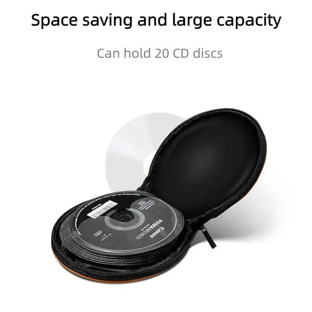 Alt view image 3 of 7 - PU Leather CD/DVD Case - 20 Capacity Portable Storage Tray with Zipper Closure, Space-Saving for Cars and Homes (black1)