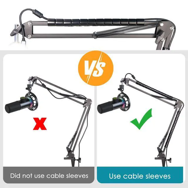 Alt view image 4 of 7 - Microphone Boom Arm with Cable Management Adjustable Scissor Mic Stand Compatible with Fifine K669B/K670/K683A/K658/K688, AmpliGame A6V/A8, AM8 & Other USB/XLR Microphones by YOUSHARES