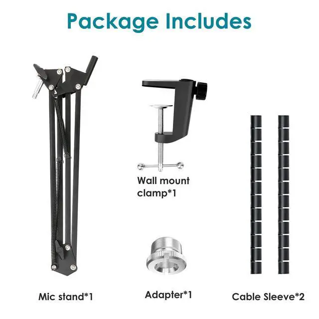 Alt view image 6 of 7 - Microphone Boom Arm with Cable Management Adjustable Scissor Mic Stand Compatible with Fifine K669B/K670/K683A/K658/K688, AmpliGame A6V/A8, AM8 & Other USB/XLR Microphones by YOUSHARES