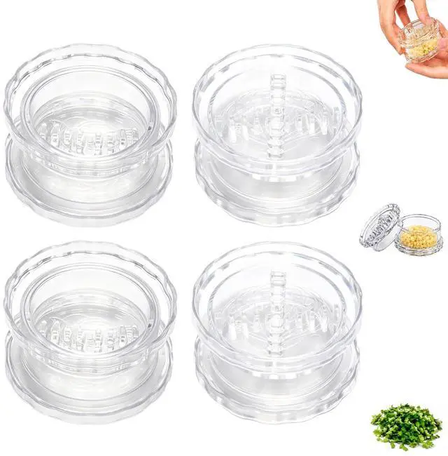 Main image of 4PCS Transparent Manual Garlic Twist - Multi-Functional Mincer & Grinder for Garlic, Onion, Ginger, Herbs, Nuts