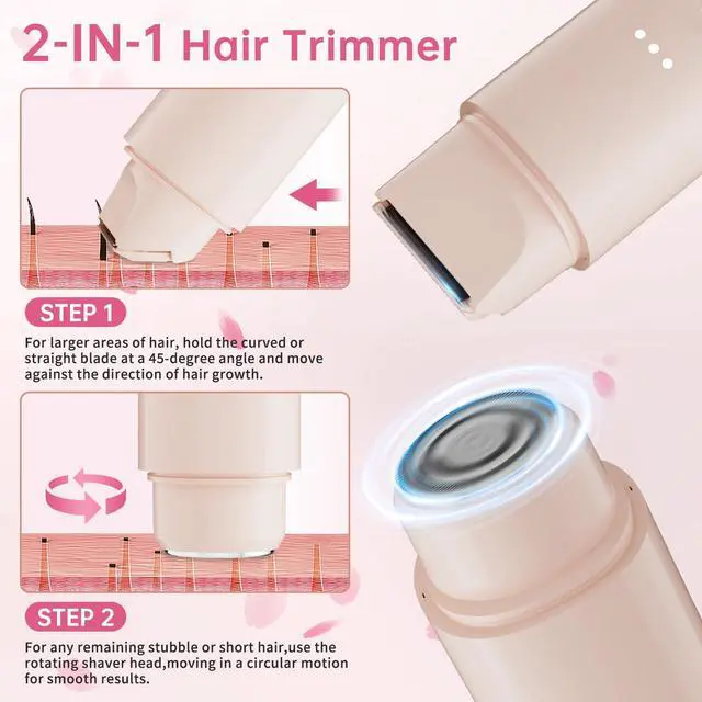 Alt view image 2 of 7 - Bikini Trimmer for Women Pubic Hair - 2 in-1 Electric Razors for Women - Rechargeable Dual Head Electric Shaver - Waterproof Bikini Trimmer for Underarm Leg Arm Body Face Armpit Hair Remover