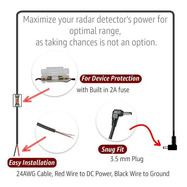 Alt view image 3 of 5 - Direct HardWire Power Cord Kit for Whistler Radar Laser Detector