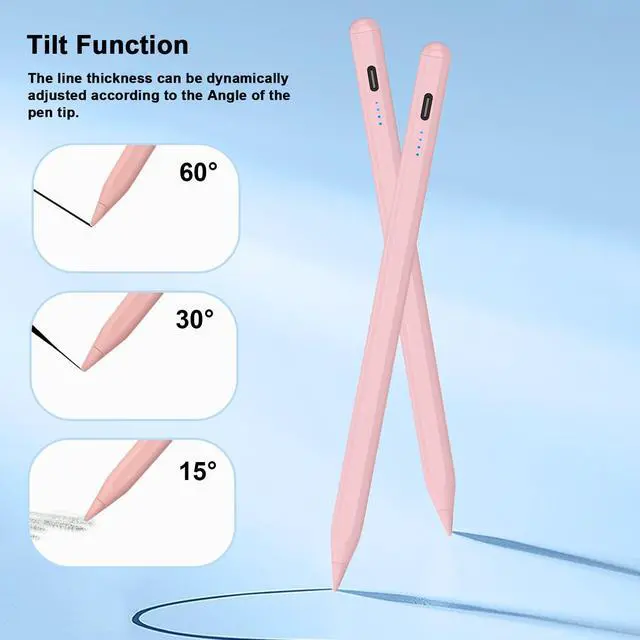Alt view image 6 of 7 - Stylus Pen for iPad 9th&10th - Type-c Charging Pencil for ipad Palm Rejection Active Pen Compatible with (2018-2025) Apple iPad 6/7/8/9/10/11(A16), Air 3/4/5/M2/M3, Mini 5/6, Pro 11"/12.9"/M4Pink