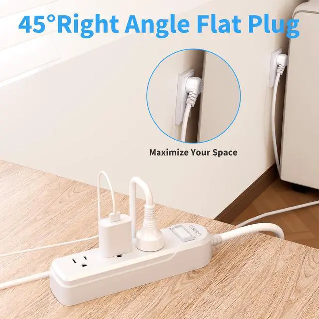 Alt view image 7 of 7 - White Outdoor Power Strip Weatherproof, 3FT Short Waterproof Extension Cord with 3 Wide Outlets, 16AWG 1625W/13Amps Outlet Extender for Kitchen, Patio, Garden Lighting