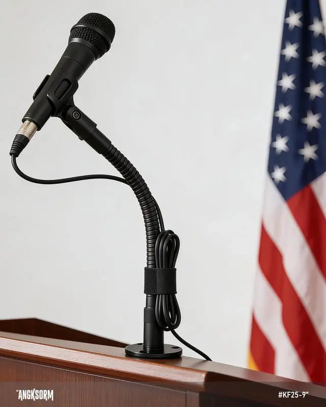 Alt view image 7 of 7 - Microphone Stand - 9-INCH Heavy-Duty Flexible Gooseneck Desktop Mic Stands Holder with Flange Mount Base for Lectern Podium Podcast Meetings Lectures Streaming Gaming Studio