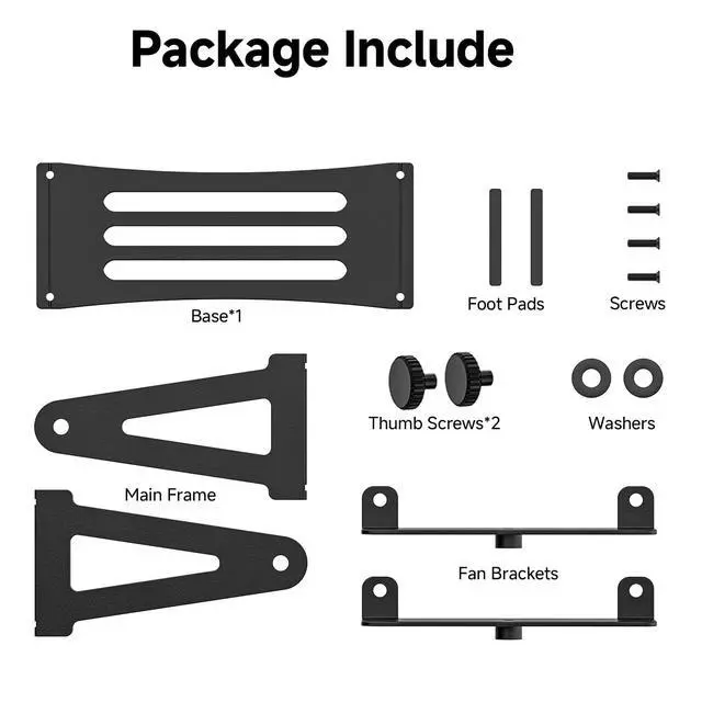 Alt view image 6 of 7 - Multi-Purpose Desk Fan Stand Mount for 120mm PC Computer Fans (Aluminum Black)