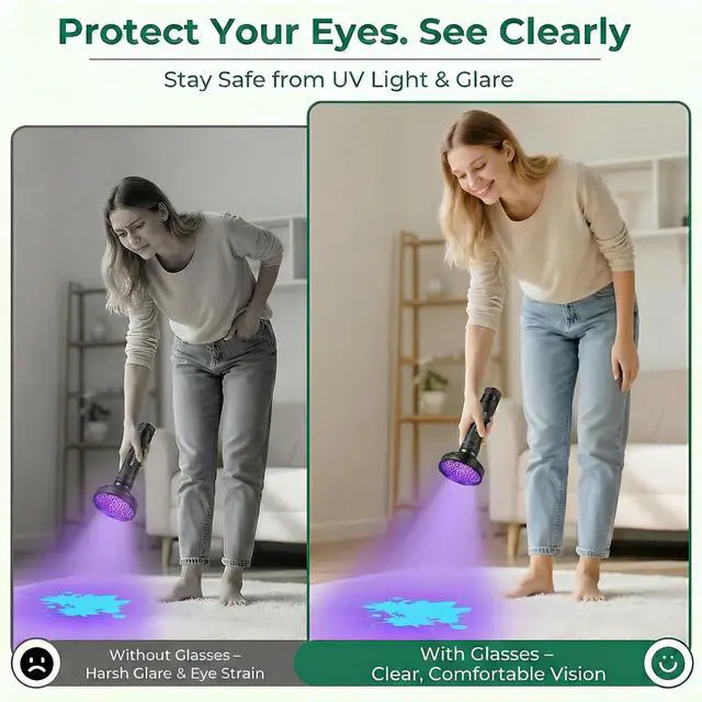 Alt view image 5 of 7 - UV Flashlight Black Light, 100 LED 395 nM Ultraviolet Flashlights UV Blacklight Detector for Dog Urine, Pet Stains