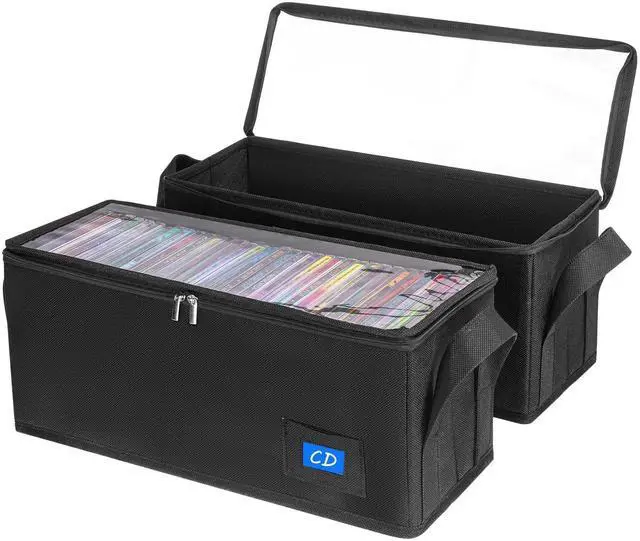 Main image of CD Case Holder with Clear Lid, CD Storage Box 2Pack Black