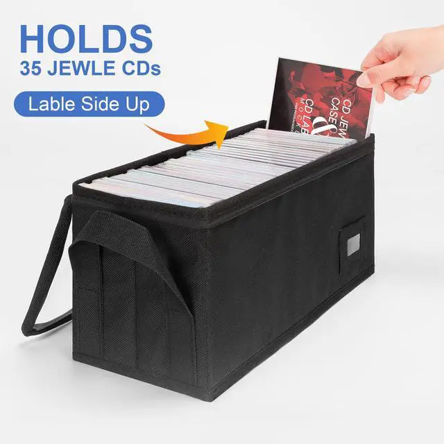 Alt view image 2 of 6 - CD Case Holder with Clear Lid, CD Storage Box 2Pack Black