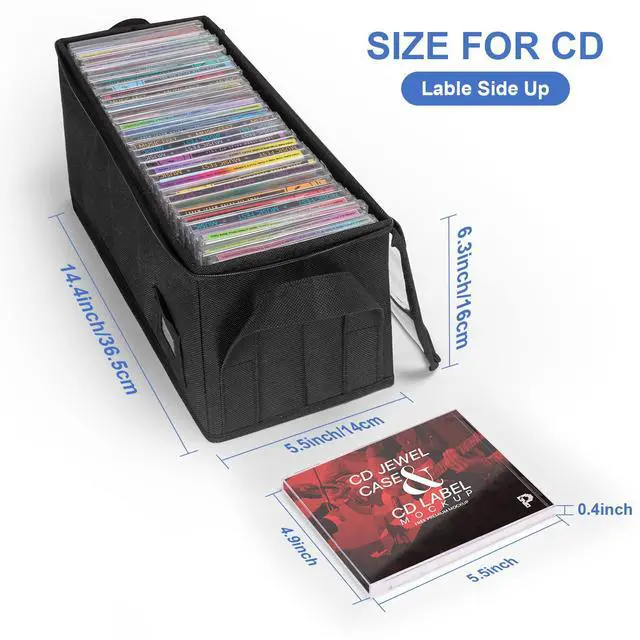 Alt view image 3 of 6 - CD Case Holder with Clear Lid, CD Storage Box 2Pack Black
