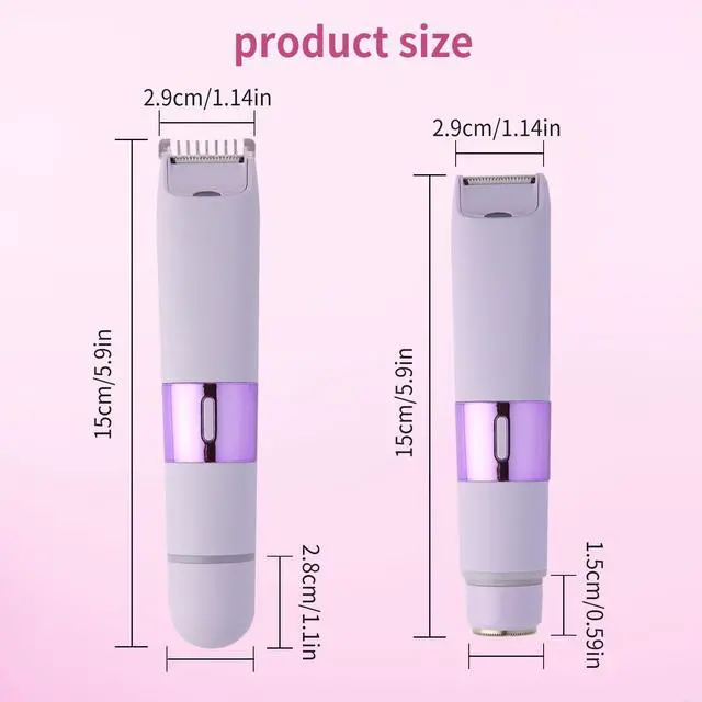 Alt view image 2 of 7 - Bikini Trimmer for Women, 2-in-1 Electric Razor for Womens, Rechargeable Electric Shaver for Legs Arms Pubic Body Hair Trimmer