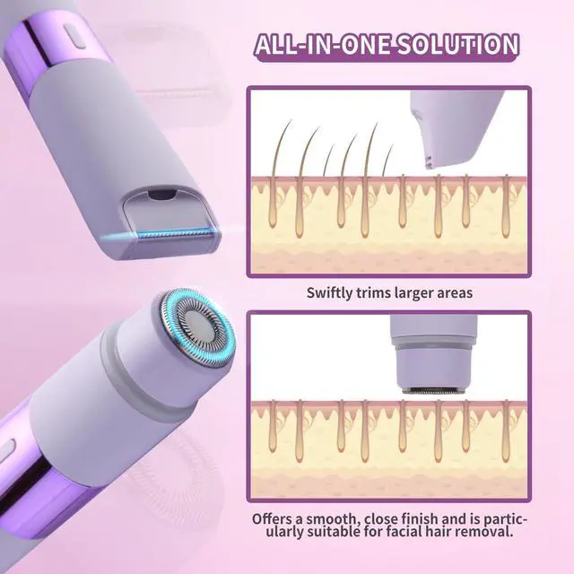 Alt view image 3 of 7 - Bikini Trimmer for Women, 2-in-1 Electric Razor for Womens, Rechargeable Electric Shaver for Legs Arms Pubic Body Hair Trimmer