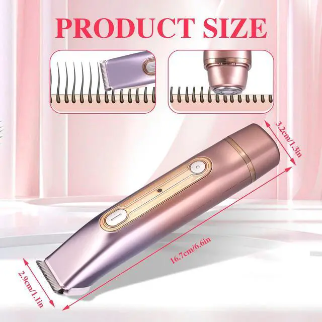 Alt view image 2 of 7 - Bikini Trimmer for Women, 2-in-1 Electric Razor for Pubic Hair & Body - IPX7 Waterproof, Rechargeable Cordless Groomer for Legs, Underarm & Face (Mauve)