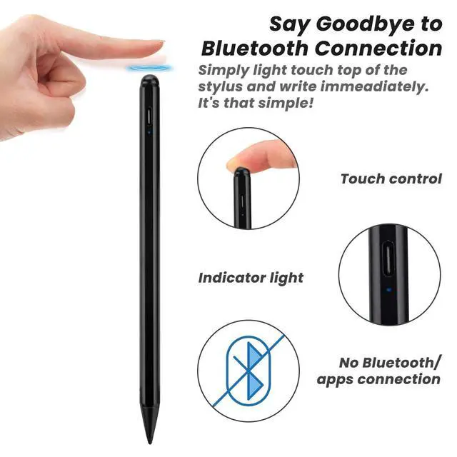 Alt view image 2 of 5 - Stylus Pencil for iPad 8th/9th/10th Generation 10.2",Palm Rejection Stylus Pen Compatible with Apple Pencil 2nd Generation for iPad 8th/9th/10th Generation 10.2 Inch,Black