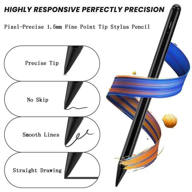 Alt view image 5 of 5 - Stylus Pencil for iPad 8th/9th/10th Generation 10.2",Palm Rejection Stylus Pen Compatible with Apple Pencil 2nd Generation for iPad 8th/9th/10th Generation 10.2 Inch,Black