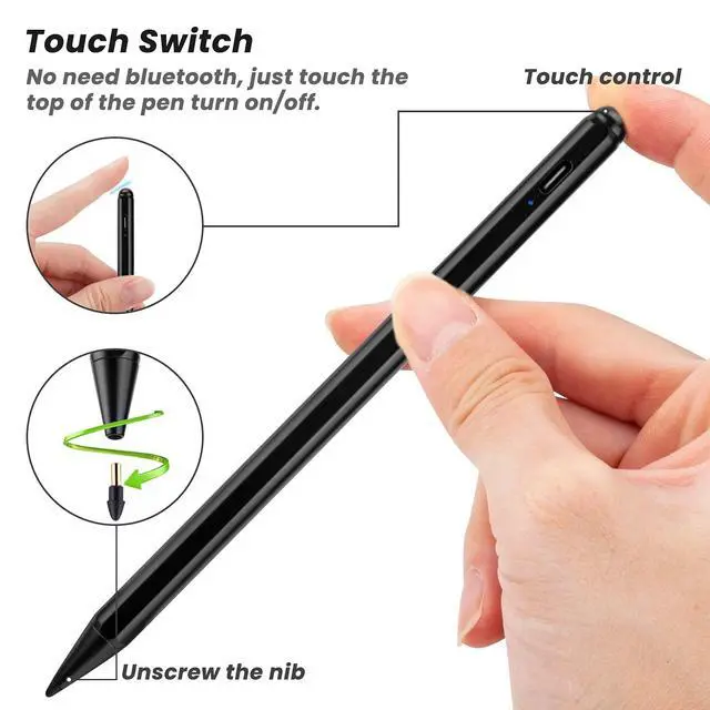 Alt view image 3 of 5 - Stylus Pencil for iPad 8th/9th/10th Generation 10.2",Palm Rejection Stylus Pen Compatible with Apple Pencil 2nd Generation for iPad 8th/9th/10th Generation 10.2 Inch,Black