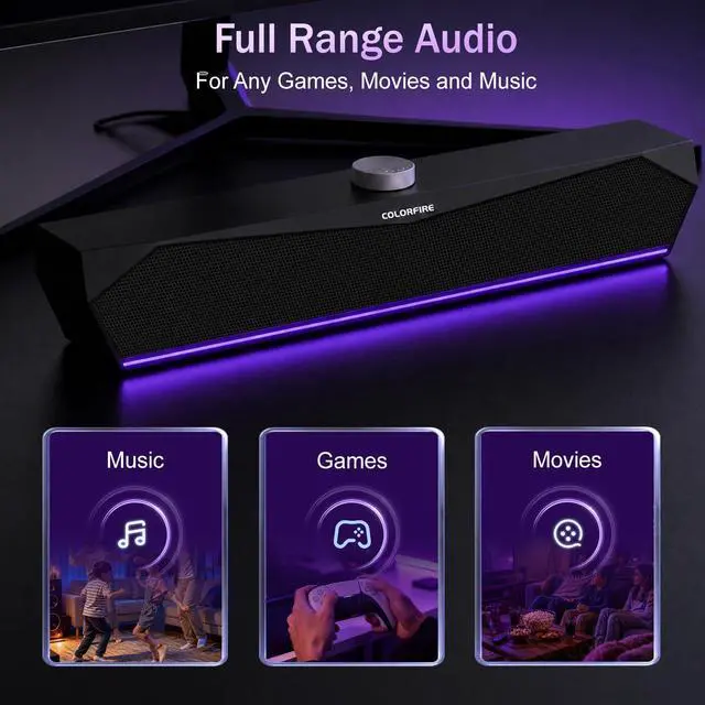 Alt view image 3 of 7 - Speakers for Desktop,USB Single-Cable, Computer Soundbar for PC