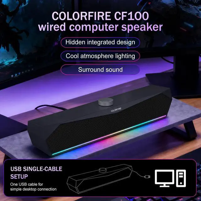 Alt view image 5 of 7 - Speakers for Desktop,USB Single-Cable, Computer Soundbar for PC