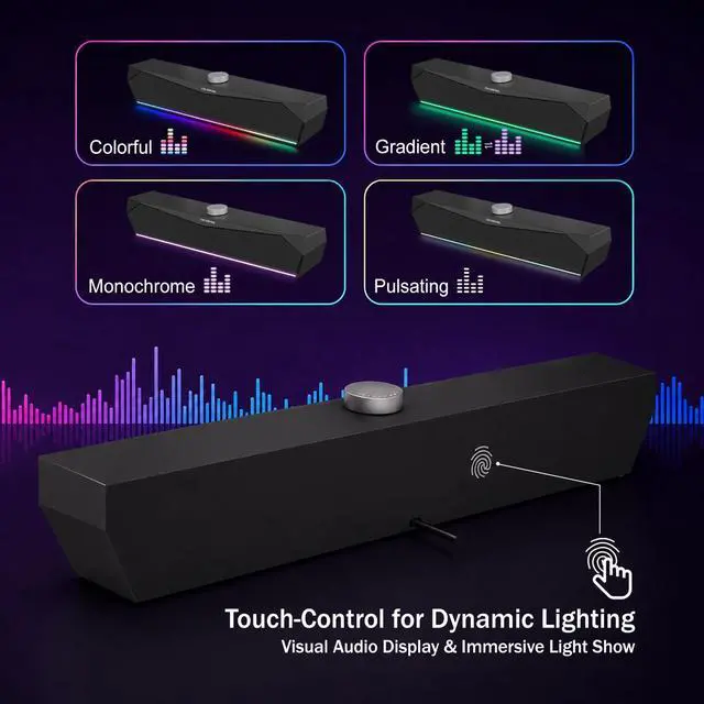 Alt view image 4 of 7 - Speakers for Desktop,USB Single-Cable, Computer Soundbar for PC