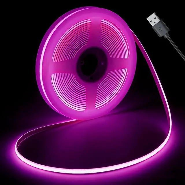 Main image of Ultra Thin 3mm 5v USB Cob Led Light Strip Gaming Desk Pc Setup Mood Lighting(Purple, 2ft)