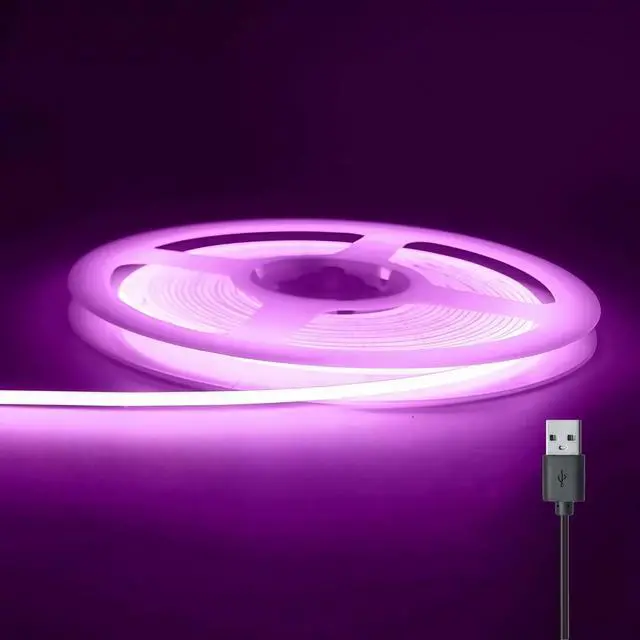 Alt view image 6 of 7 - Ultra Thin 3mm 5v USB Cob Led Light Strip Gaming Desk Pc Setup Mood Lighting(Purple, 2ft)