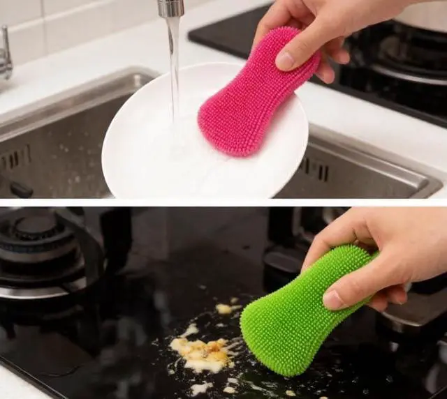 Alt view image 2 of 4 - 2PCS Silicone Dish Scrubber,Multi-Purpose&Efficient Kitchen Gadgets