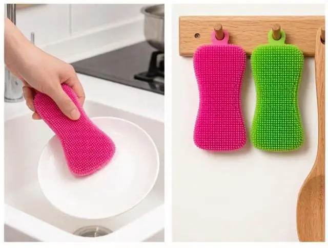 Alt view image 3 of 4 - 2PCS Silicone Dish Scrubber,Multi-Purpose&Efficient Kitchen Gadgets