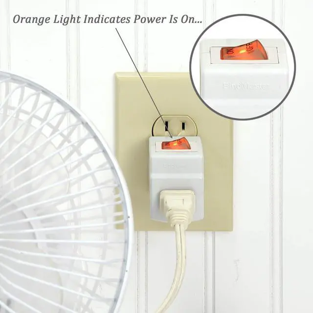 Alt view image 4 of 5 - 3 Prong Grounded Single Port Power Adapter with Indicator On/Off Switch (1 Pack)
