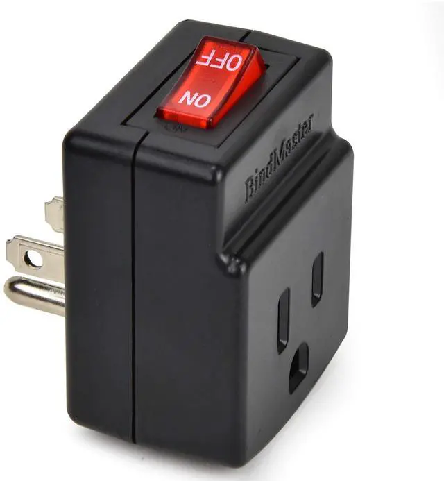 Main image of 3 Prong Grounded Single Port Power Adapter with Red Light Indicator On/Off Switch to be Energy Saving, Black (1 Pack)