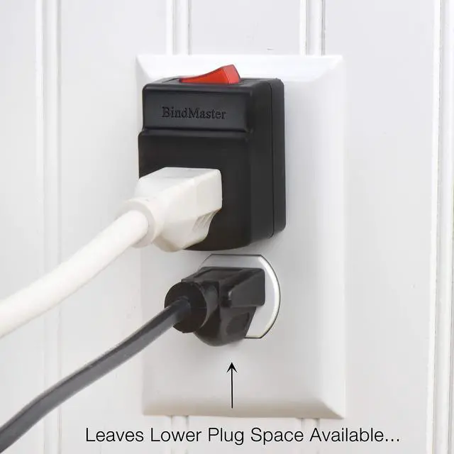 Alt view image 5 of 5 - 3 Prong Grounded Single Port Power Adapter with Red Light Indicator On/Off Switch to be Energy Saving, Black (1 Pack)