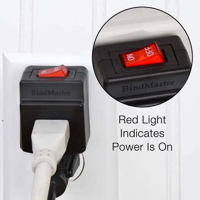 Alt view image 3 of 5 - 3 Prong Grounded Single Port Power Adapter with Red Light Indicator On/Off Switch to be Energy Saving, Black (1 Pack)