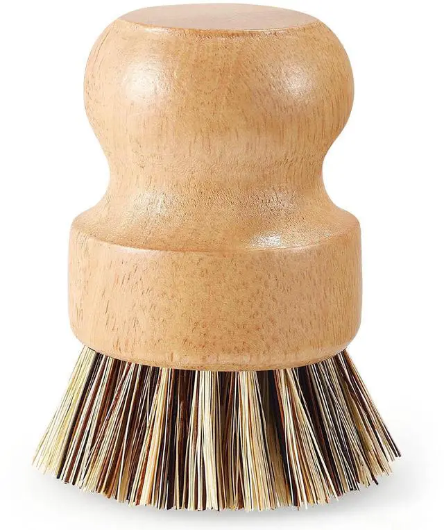 Main image of Wooden Dish Brush Handheld Bamboo Wok Brush Scrubber for Dishes Pans Pots Fruit and Veggie Washing(1,Beige Brown)
