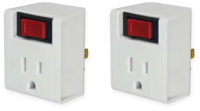 Main image of Grounded Single Port Power Adapter with On/Off Switch, 3-Prong Plug Outlet Switch, 15A Circuit Breaker, ETL Listed, 2 Pack
