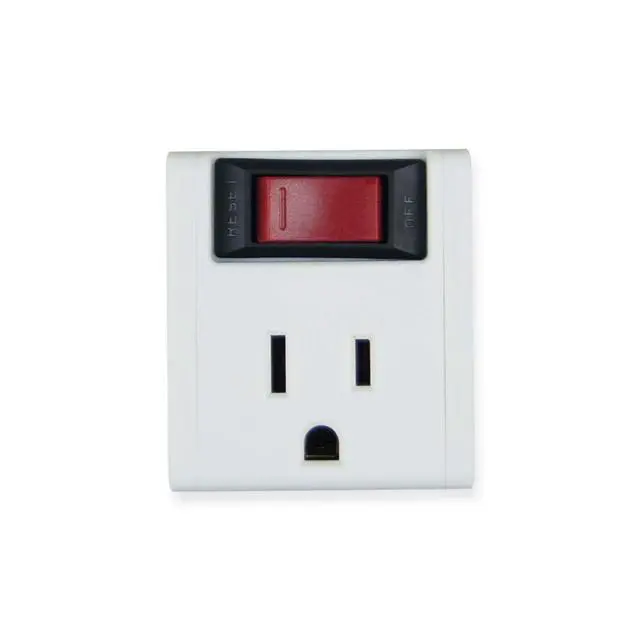 Alt view image 2 of 5 - Grounded Single Port Power Adapter with On/Off Switch, 3-Prong Plug Outlet Switch, 15A Circuit Breaker, ETL Listed, 2 Pack