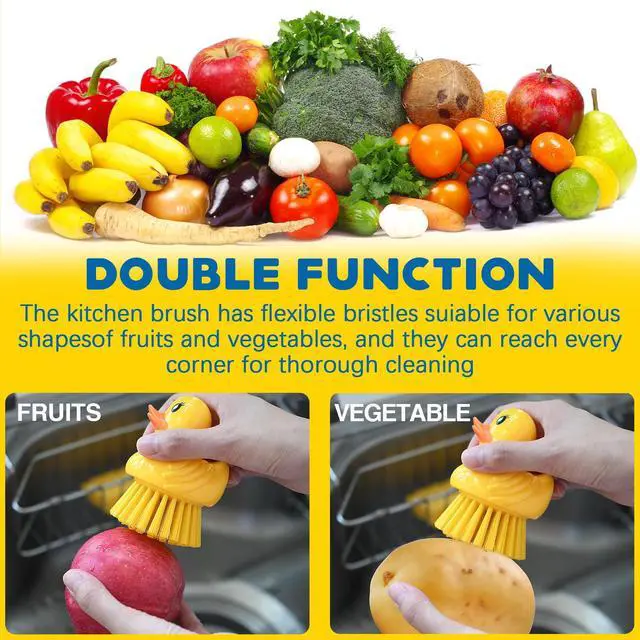 Alt view image 5 of 7 - Cute Duck Dish Brush2 Pack Ergonomic Palm Scrubber with Handle