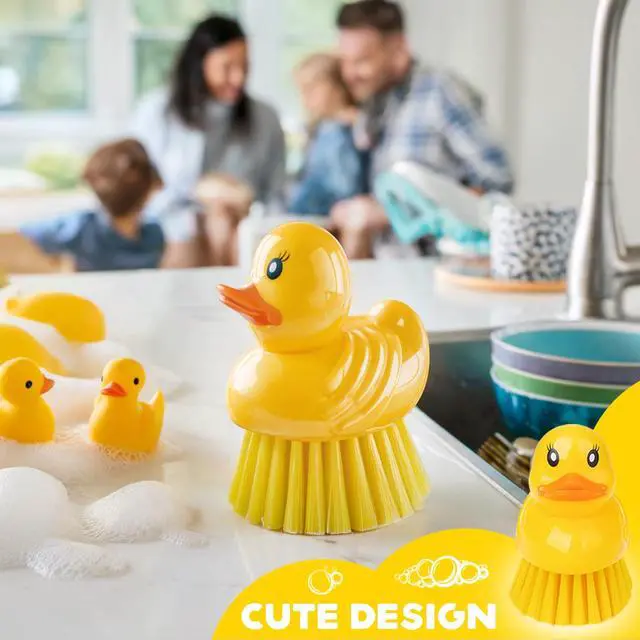Alt view image 6 of 7 - Cute Duck Dish Brush2 Pack Ergonomic Palm Scrubber with Handle