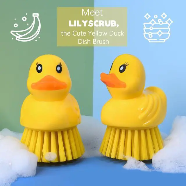 Alt view image 2 of 7 - Cute Duck Dish Brush2 Pack Ergonomic Palm Scrubber with Handle