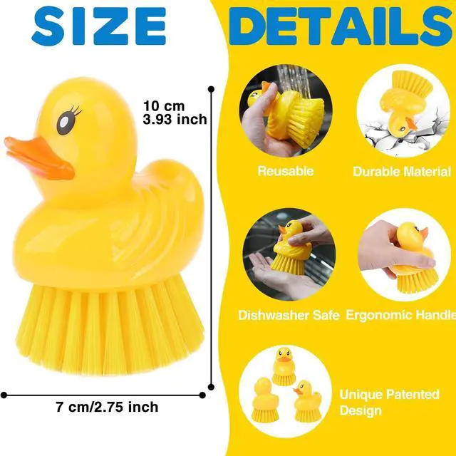 Alt view image 3 of 7 - Cute Duck Dish Brush2 Pack Ergonomic Palm Scrubber with Handle