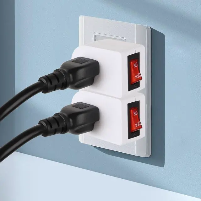 Alt view image 5 of 7 - Grounded Outlet with ON Off Switch, Wall Tap Adapter Single Outlet Power Switch 15A 1875W/3 Prong Plug Switch in White, ETL Listed (1 Pack)